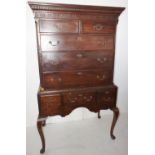 NV- A 19th century mahogany chest on chest of two short and six long drawers with canted corners,