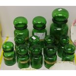 NV- a small qty. of plain green glass spice jars