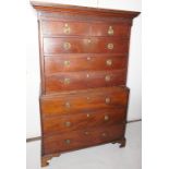 NV- A 19th century mahogany chest on stand with canted corners, two short and three long drawers