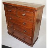 NV- a Victorian mahogany chest of two short and three long drawers with turned knobs