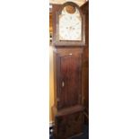 NV- A part mahogany cased grandfather clock with a painted face and eight day movement (Incomplete)