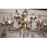 NV- 3 highly decorative multi arm glass electric chandeliers with cut glass droplets