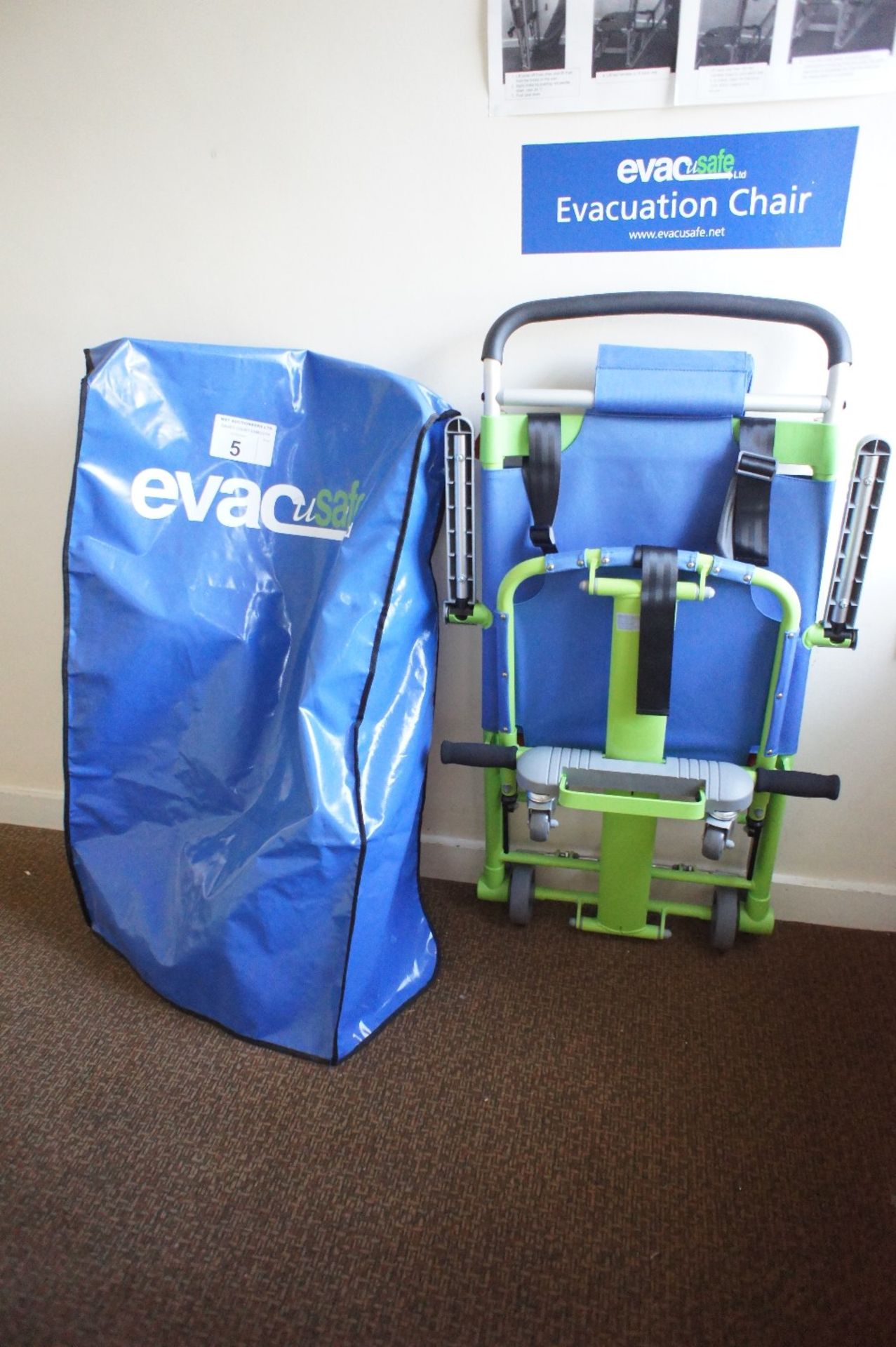 1 EVACuSAFE folding emergency evacuation chair (located on landing, Davey Court)