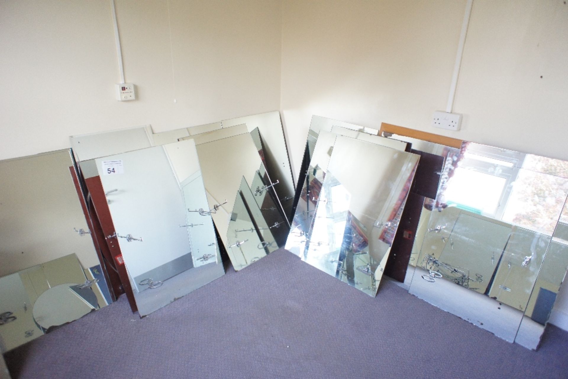 a large quantity of miscellaneous unframed bathroom wall mirrors and several small framed mirrors (