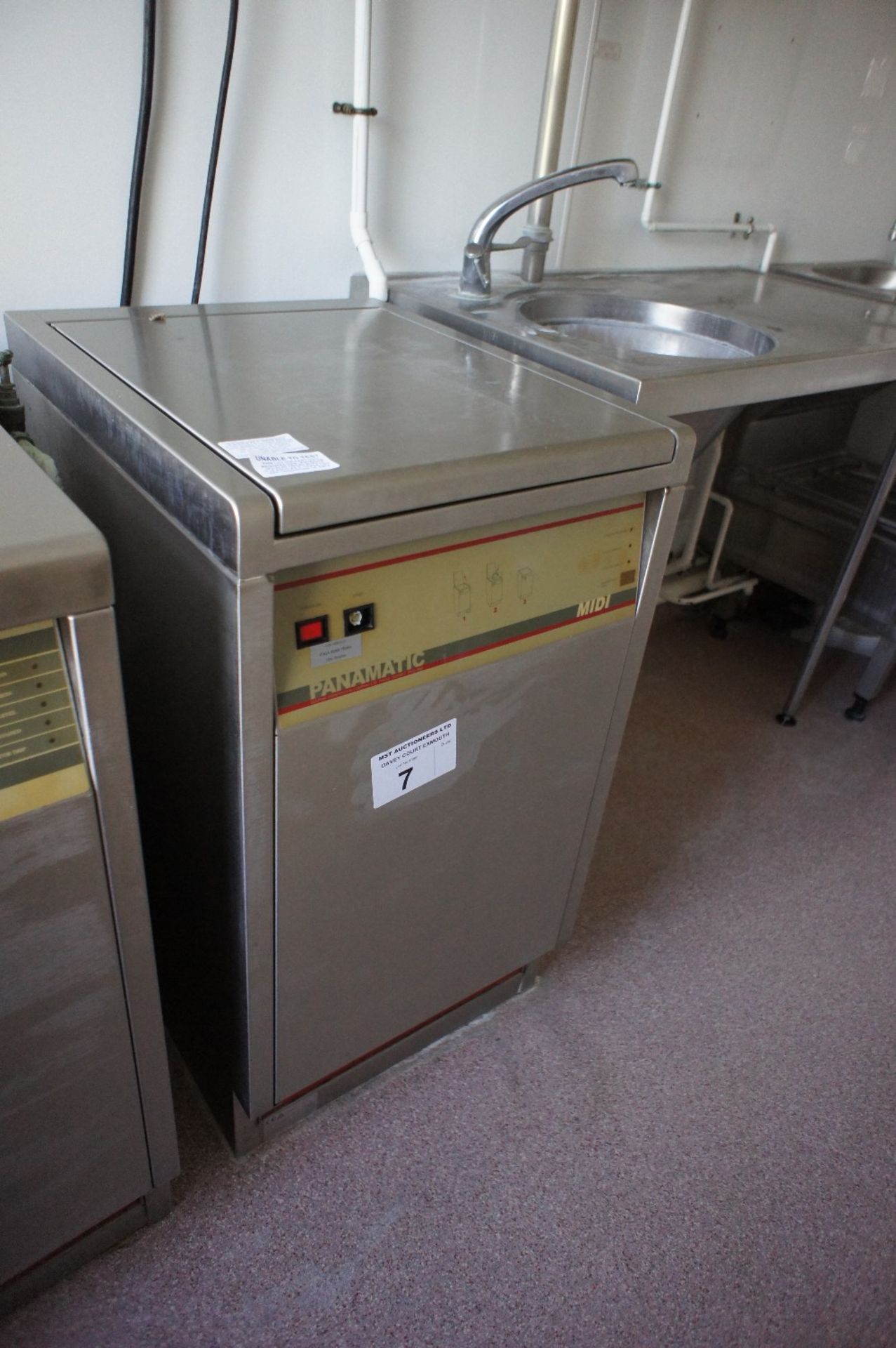 1 PANAMATIC stainless steel commercial sluice machine (located in room 2, Davey Court)