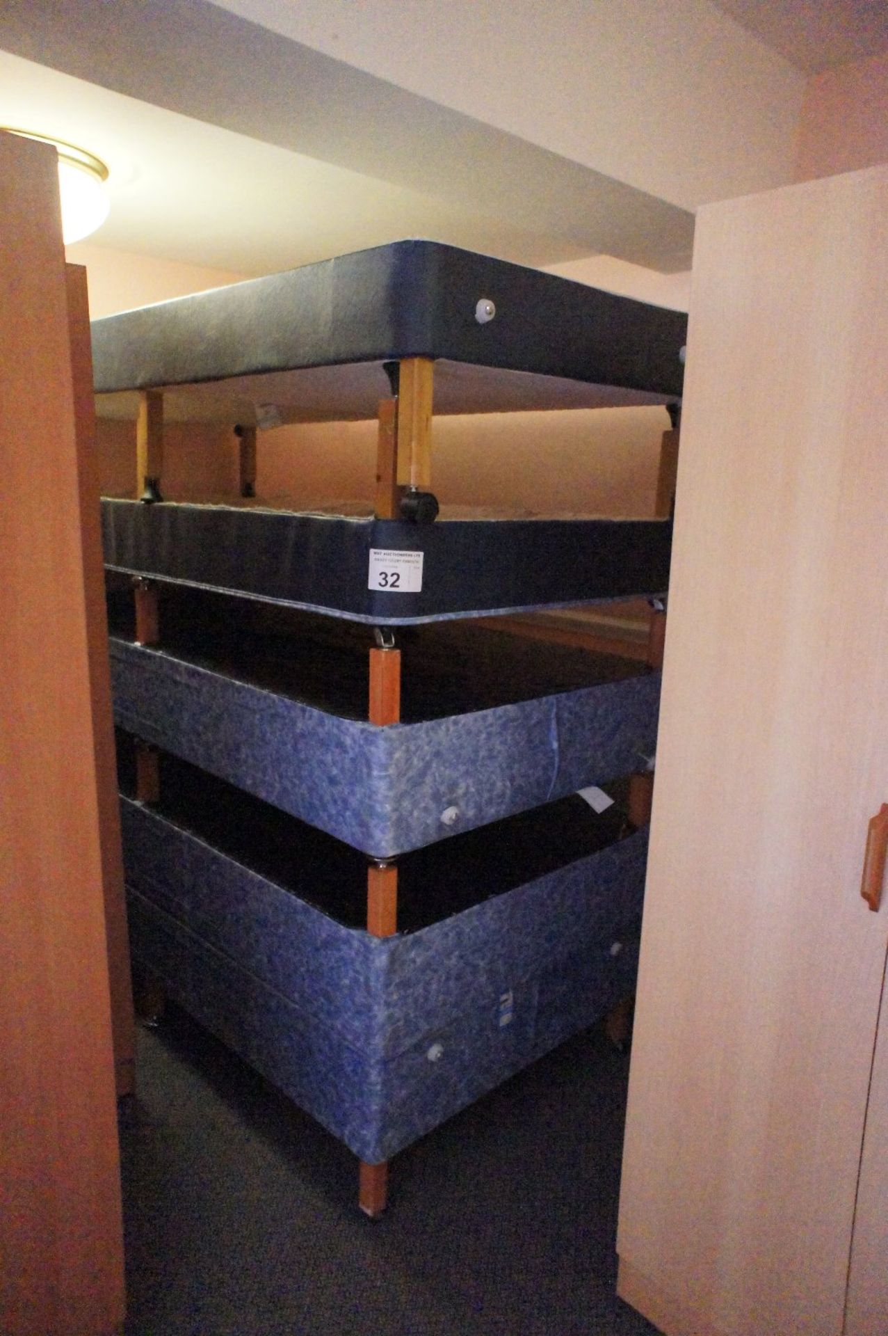 5 single divan bed bases (no mattresses) (located in room 16, Davey Court)