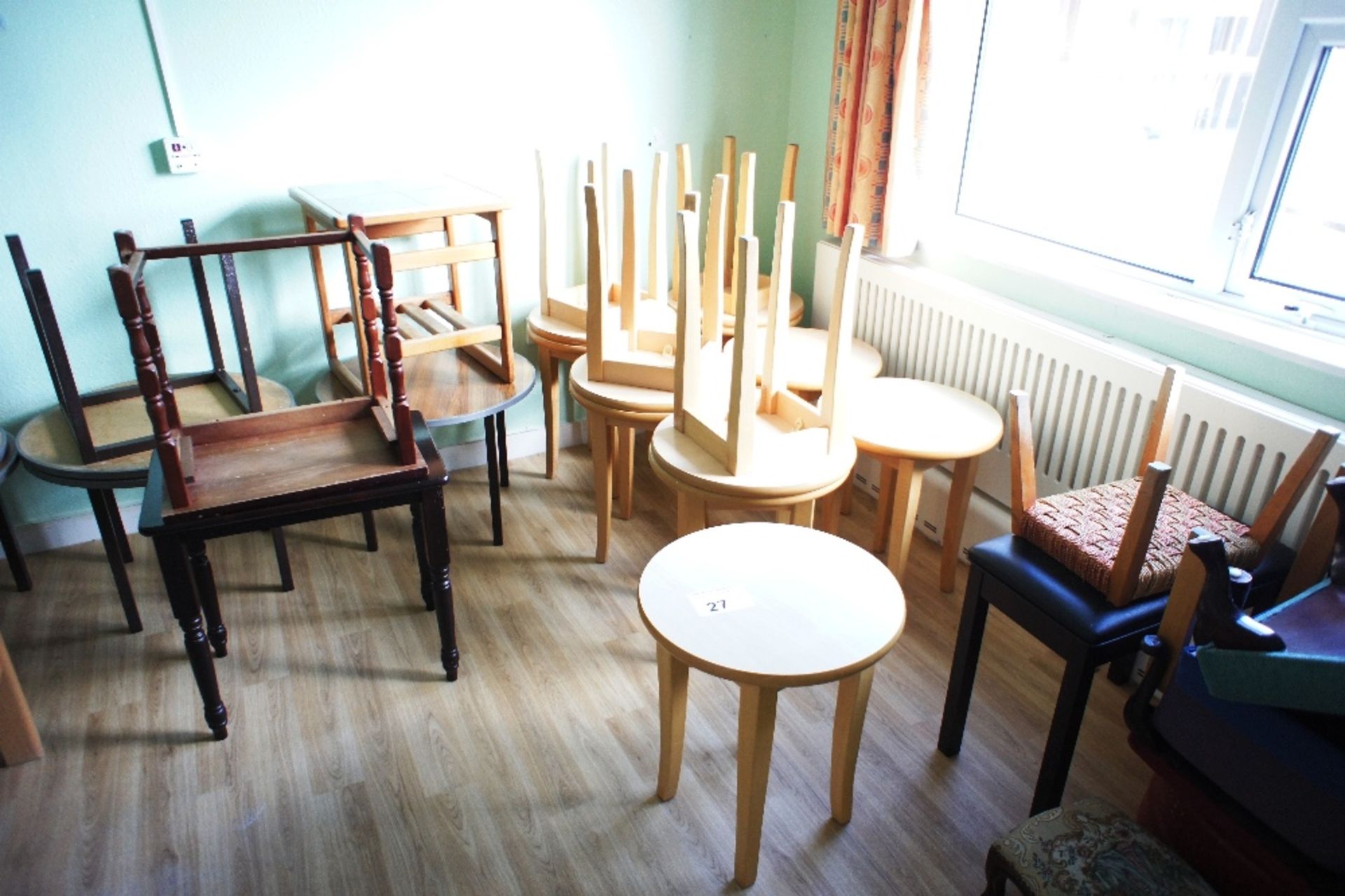 a quantity of miscellaneous small coffee tables and footstools etc. (located in room 13, Davey