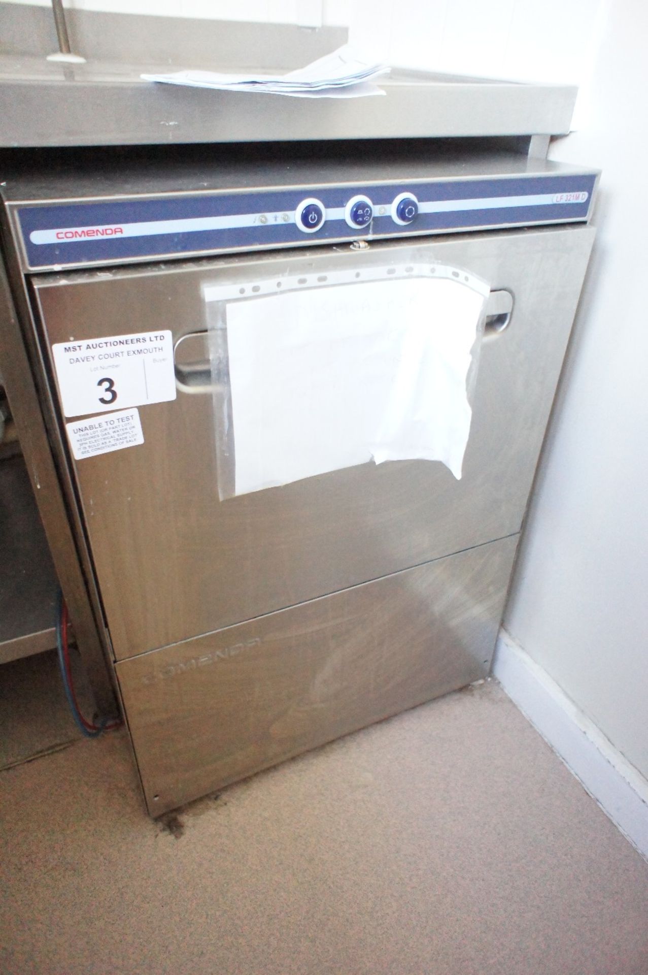 1 Comenda LF321M D stainless steel commercial under counter dishwasher (located in room 1, Davey