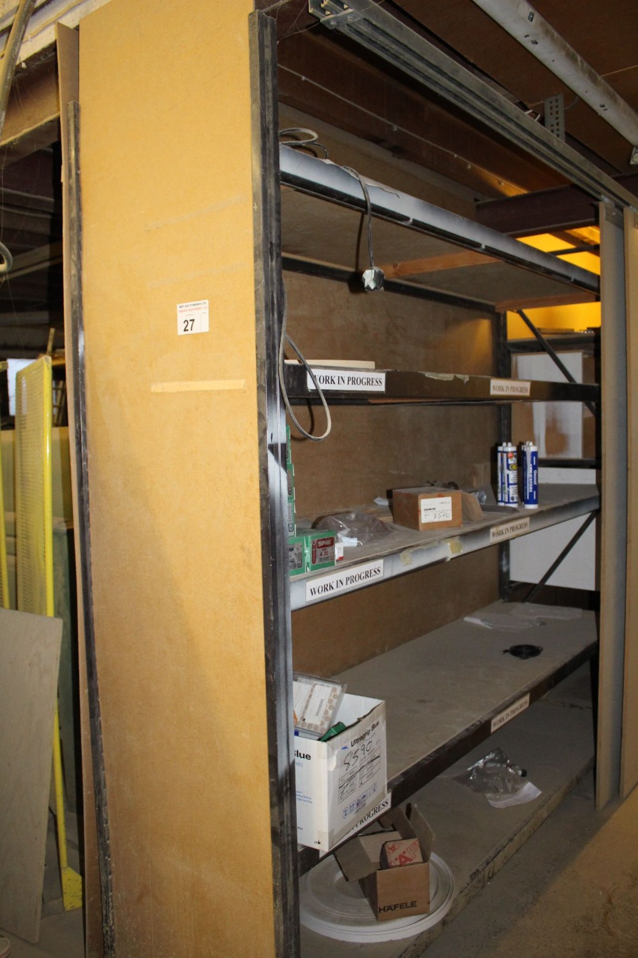 a qty of various metal stores type boltless racking comprising of 1 single free standing bay, a