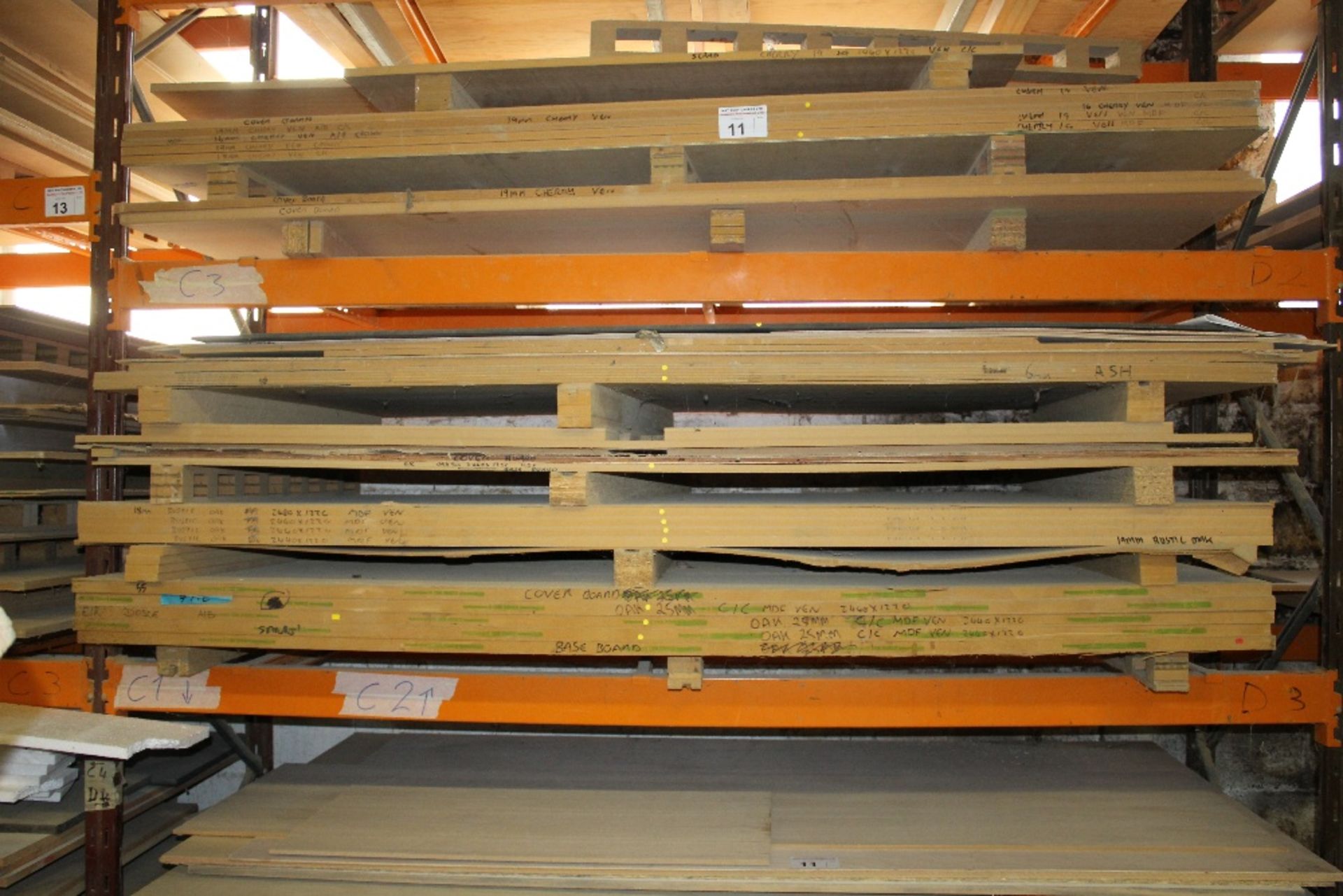 a large qty of various size boards incl. MDF, wood veneered MDF etc.  Contents of 1 bay / 4 shelves - Image 3 of 4