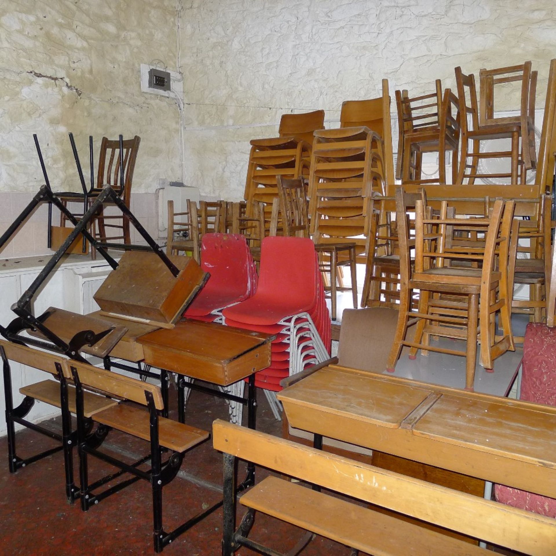 a large qty. of misc. wooden school desks, tables and chairs etc. (located in junior art room) - Image 2 of 3