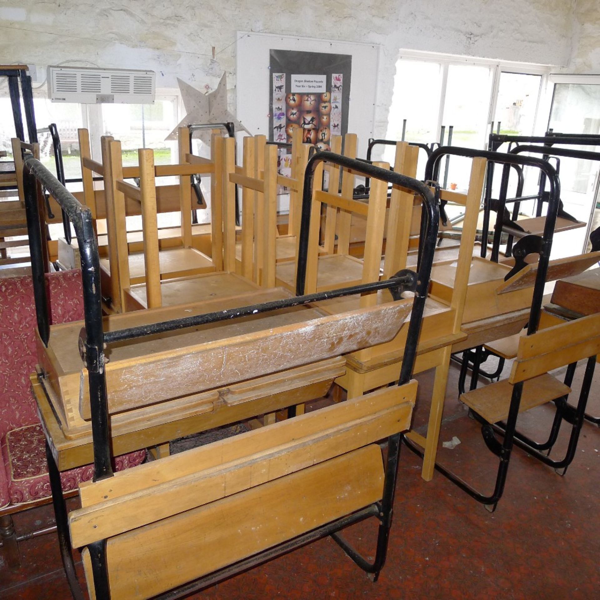 a large qty. of misc. wooden school desks, tables and chairs etc. (located in junior art room) - Image 3 of 3