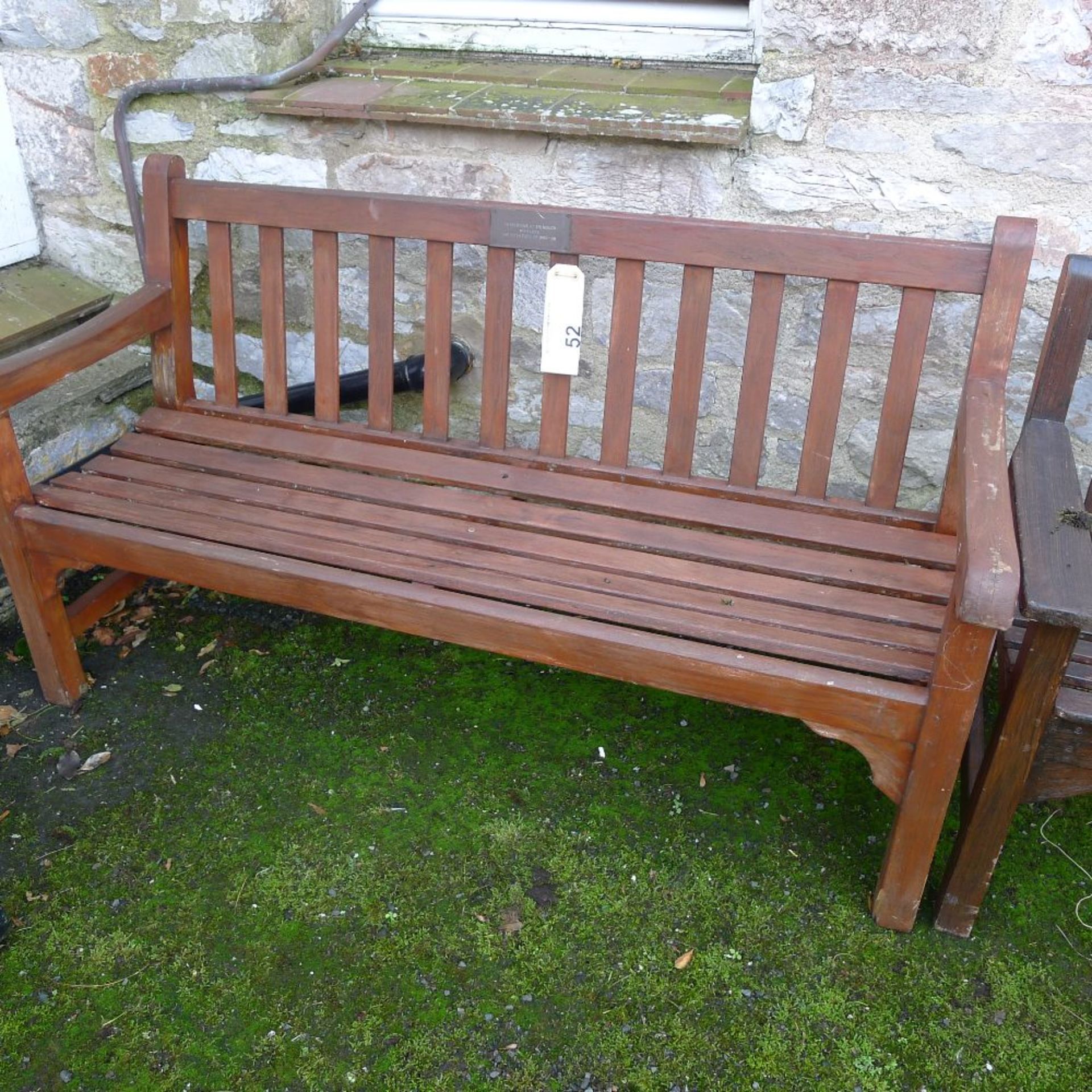 1 three seater timber garden bench (located outside junior school)