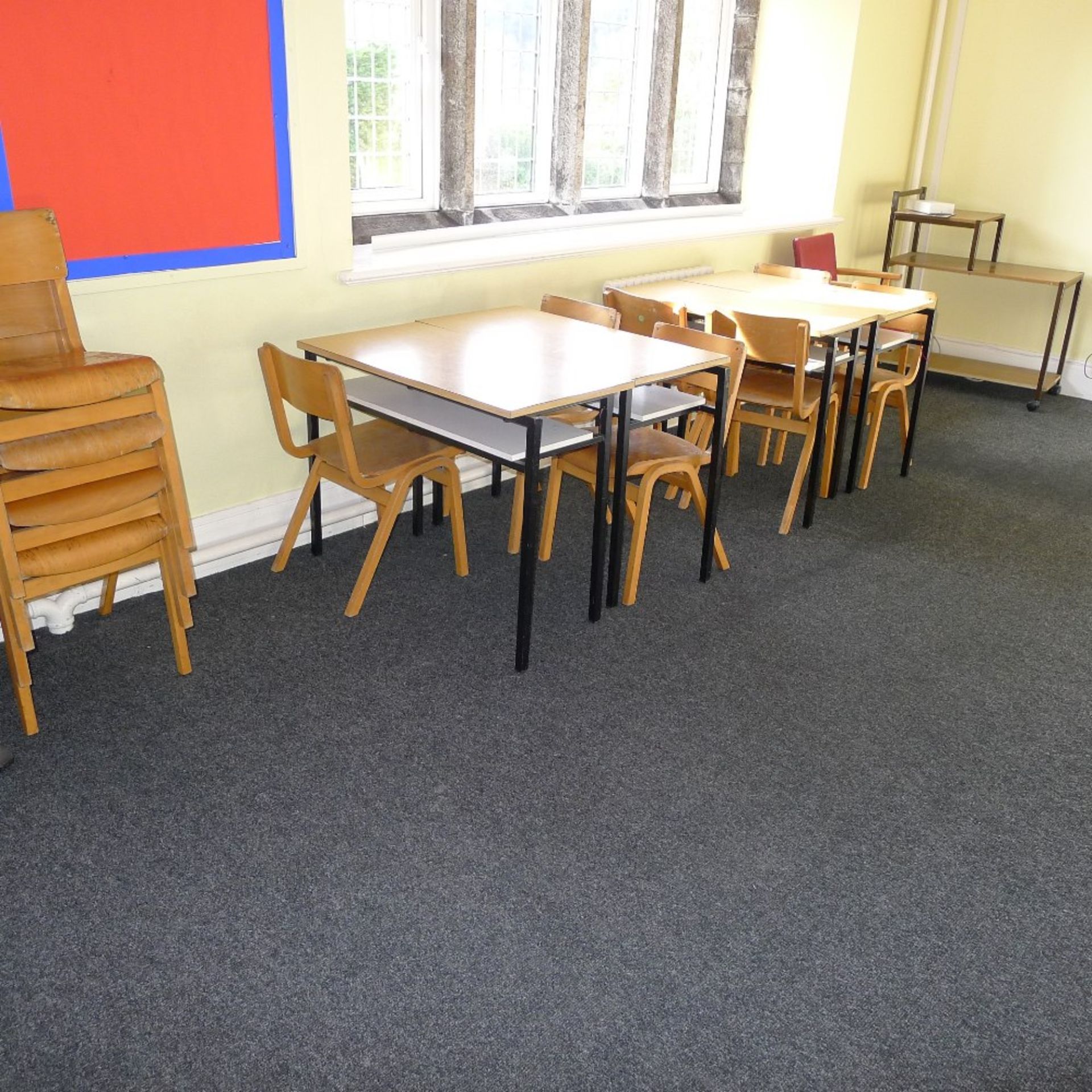 a qty. of misc. junior school furniture including; desks, cupboards and chairs (located in junior