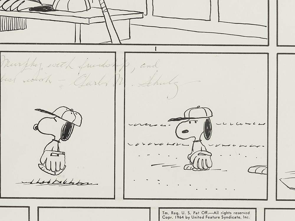 Schulz, Original Peanuts Snoopy Baseball Strip, U.S.A., 1964  Pen and ink on illustrator’s story - Image 4 of 6