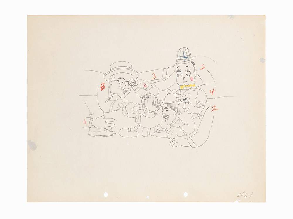 Disney Studio, ‘Mickey's Gala Premier’, Pencil Sketch, 1933 Pencil sketch on loose leaf paperU.S.A.,