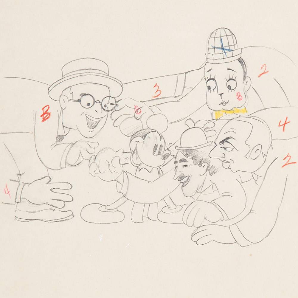 Disney Studio, ‘Mickey's Gala Premier’, Pencil Sketch, 1933 Pencil sketch on loose leaf paperU.S.A., - Image 5 of 5