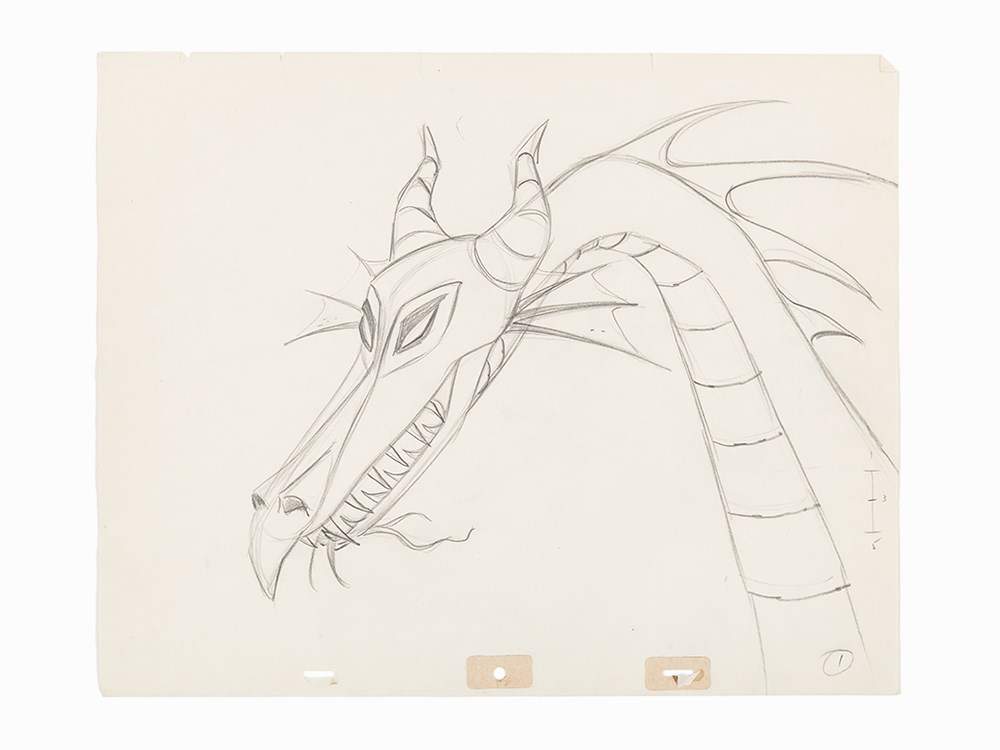 Marc Davis, ‘Maleficent Dragon, Sleeping Beauty’ Sketch, 1959 Pencil production sketch on loose leaf