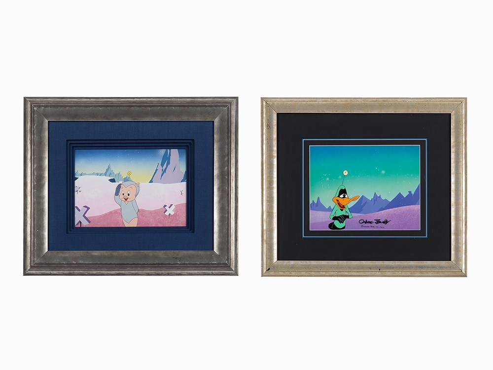 Chuck Jones, Signed Production Cels from Duck Dodgers, 1952  Original hand-painted production