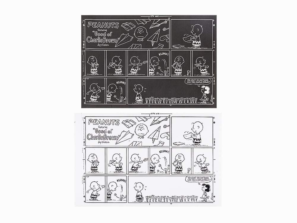 Charles Schulz, Negative from Peanuts Sunday Strip, 1968  Negative printed model sheet U.S.A.,