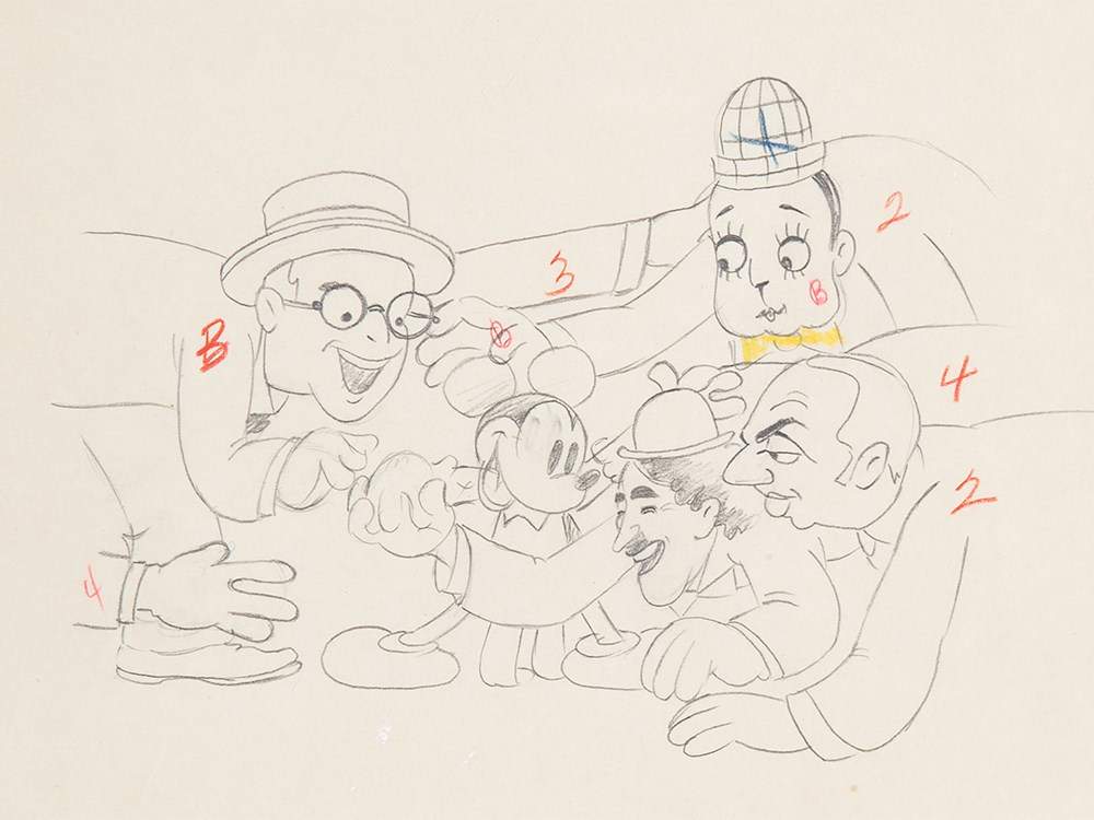 Disney Studio, ‘Mickey's Gala Premier’, Pencil Sketch, 1933 Pencil sketch on loose leaf paperU.S.A., - Image 2 of 5