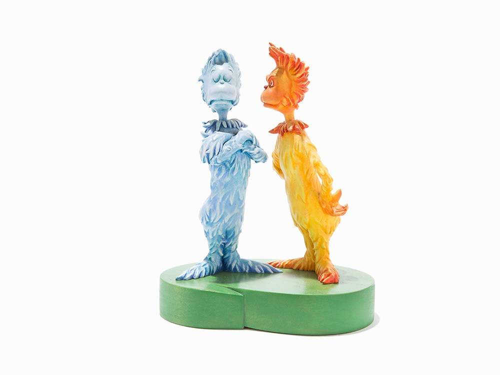 Leo Rijn after Dr. Seuss, ‘North Sound Facing Zax’, C. 1999  Painted resin sculpture on wood stand