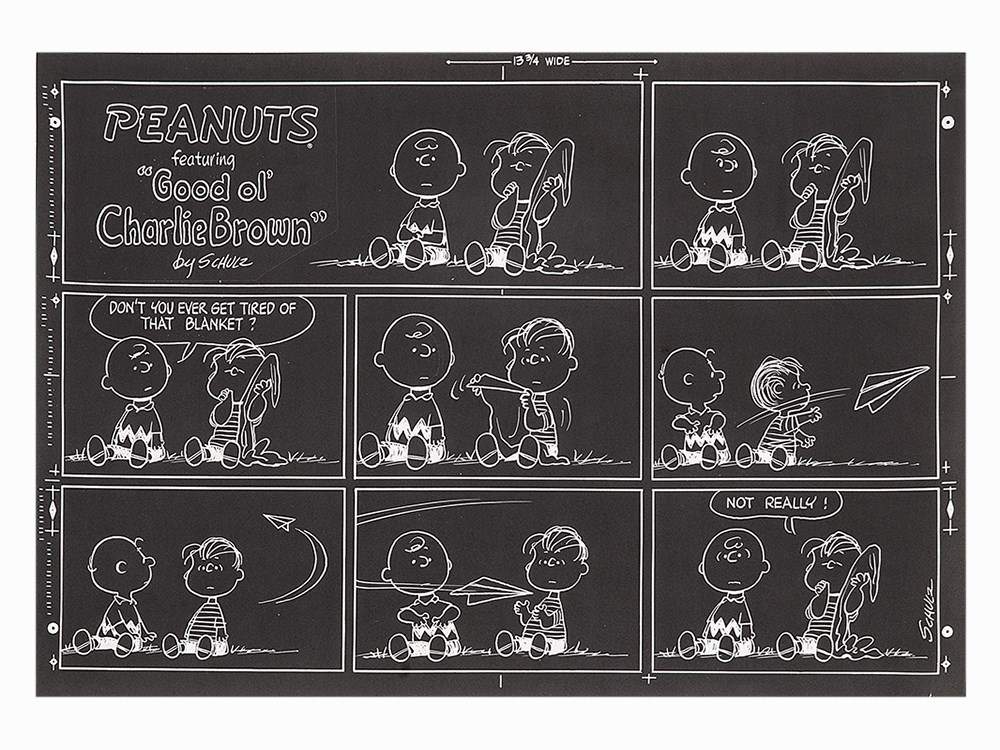 Charles Schulz, Negative from Peanuts Sunday Strip, June 1968  Negative printed model sheet with - Image 2 of 8