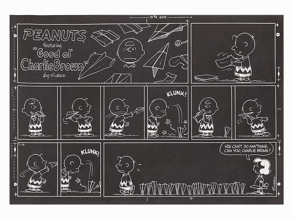 Charles Schulz, Negative from Peanuts Sunday Strip, 1968  Negative printed model sheet U.S.A., - Image 2 of 8