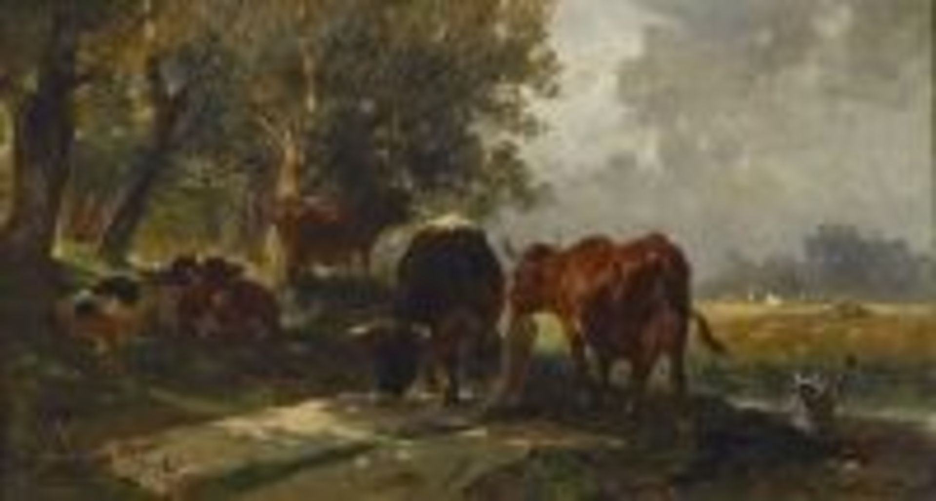 Braith, Anton 1836 Biberach/Riß - 1905 ebenda  Auf der Bleiche  Rinder im Baumschatten, von denen