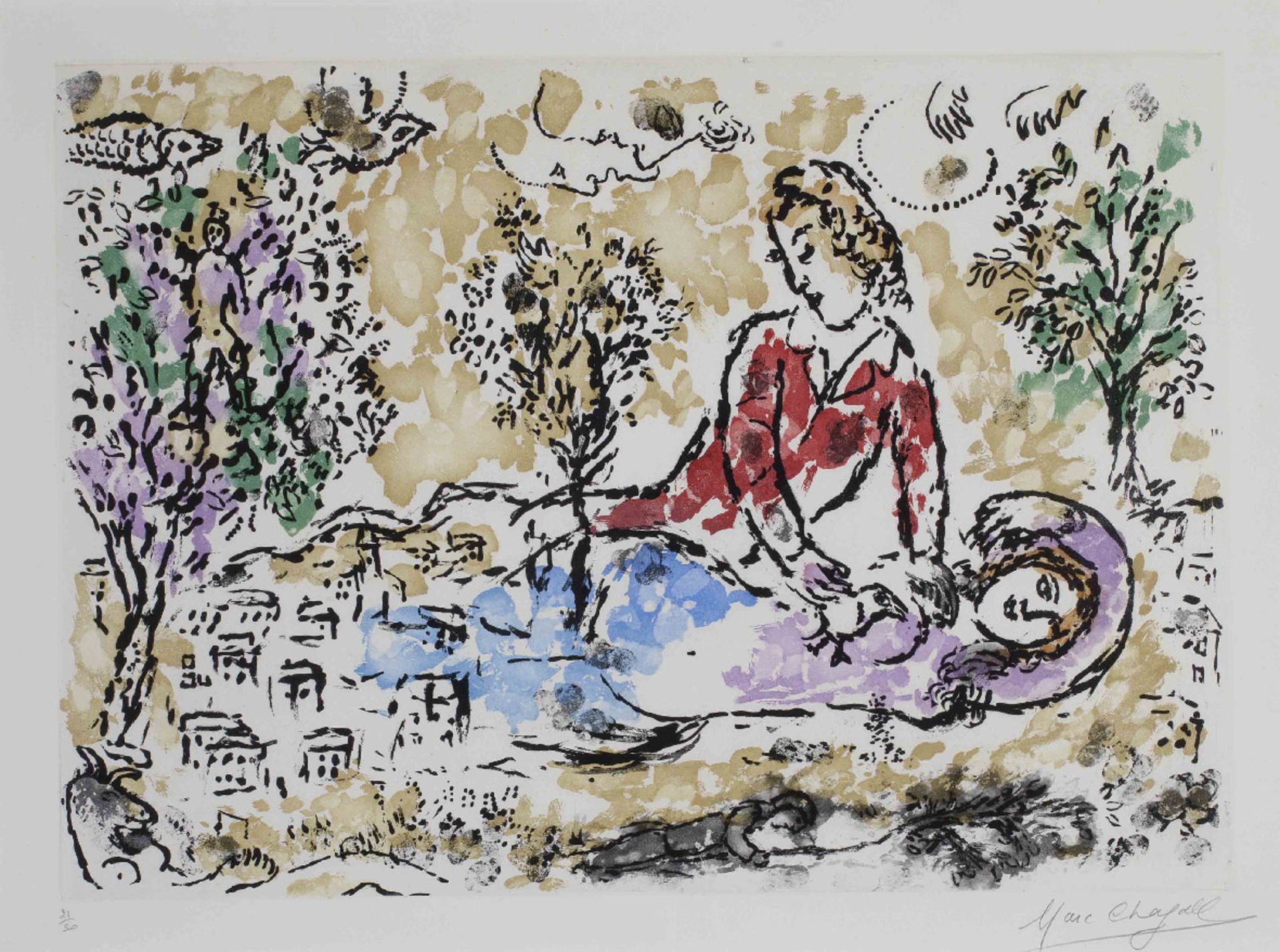 Chagall, Marc1887 Witebsk - 1985 St. Paul de VenceLes amoureux sous l'arbre. 1968 Farbige