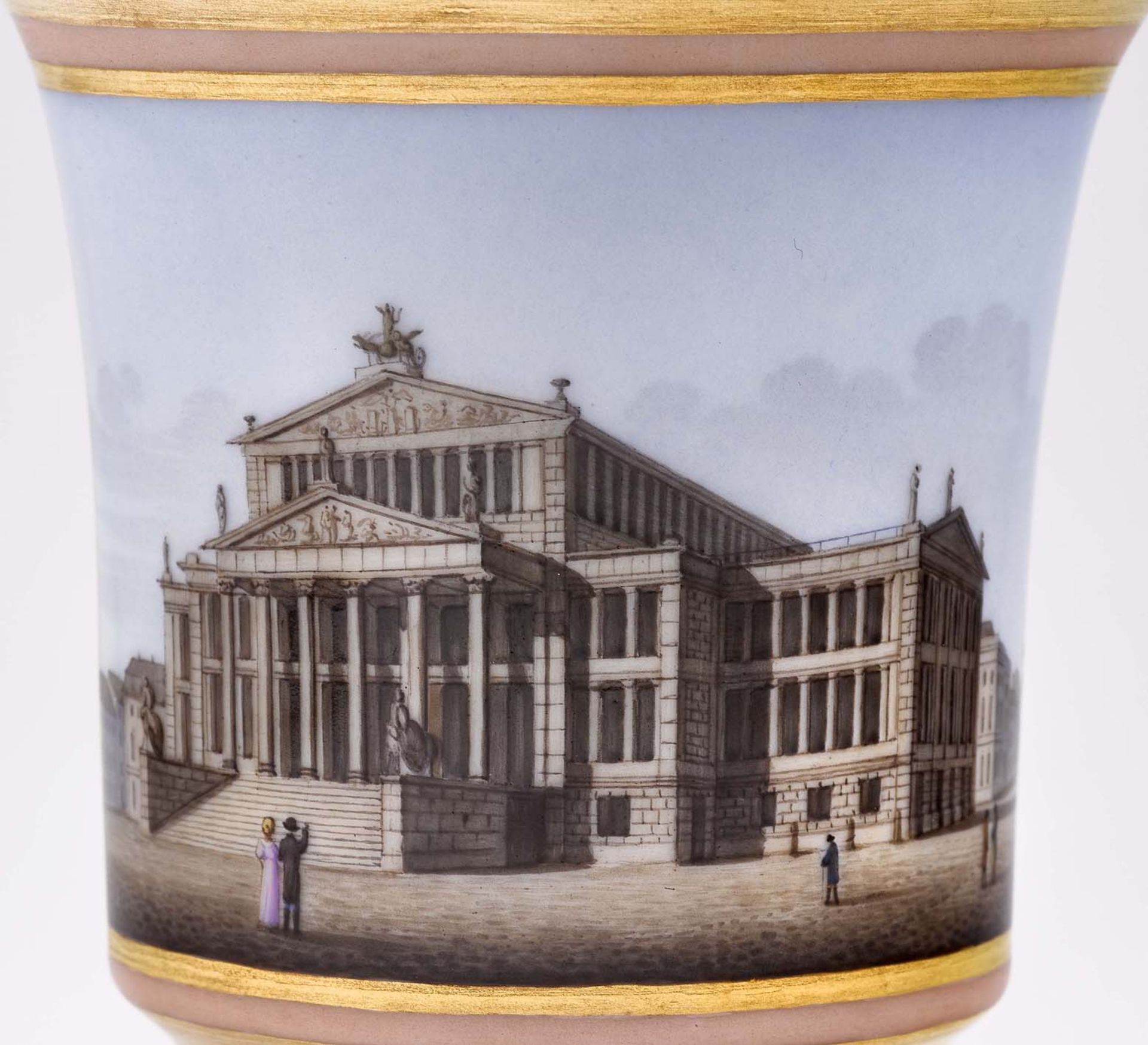 Ansichtentasse mit Untertasse "Das neue Schauspielhaus zu Berlin"KPM Berlin, um 1820 - 1823 - Bild 2 aus 2