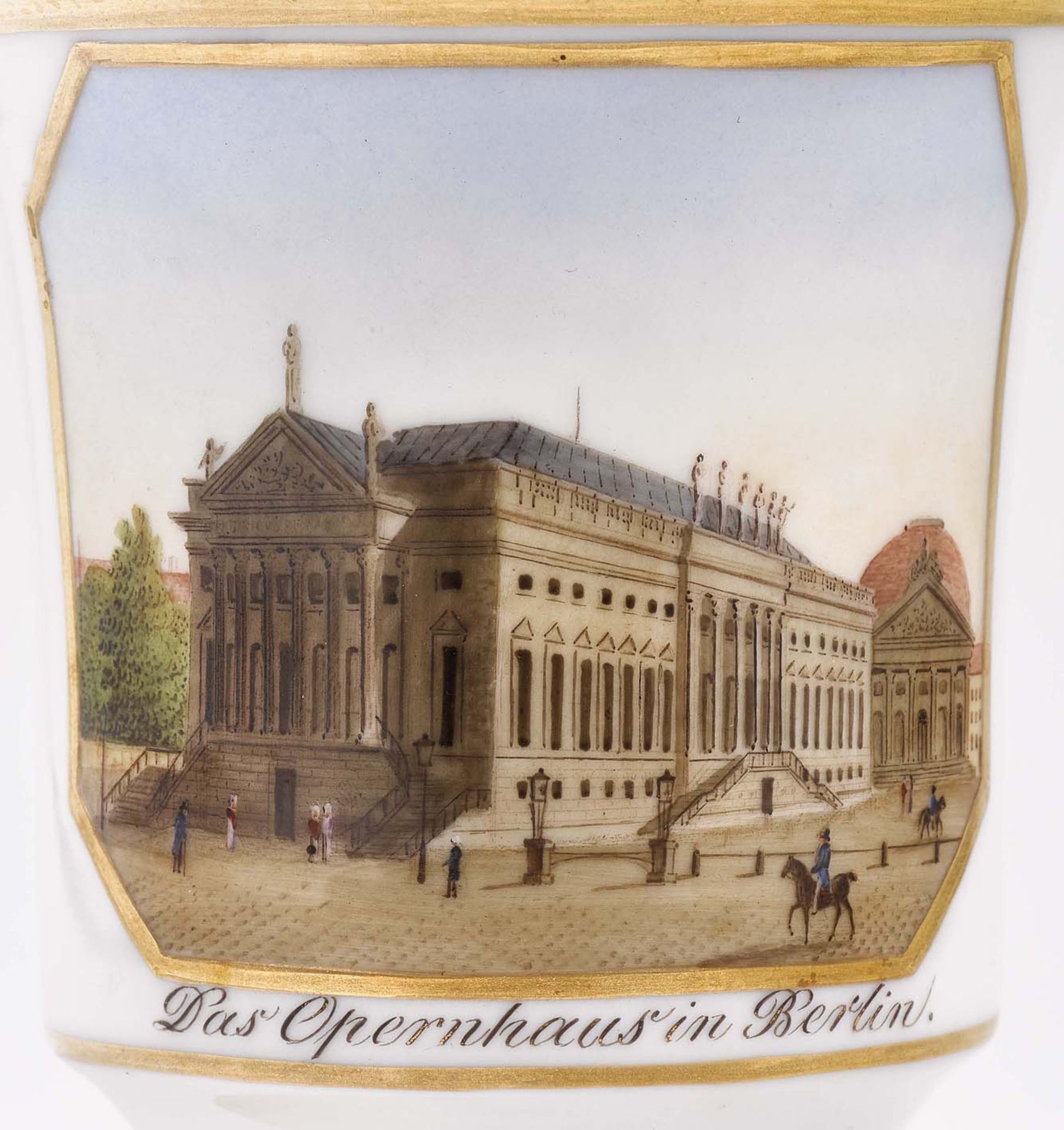 Ansichtentasse mit Untertasse "Das Opernhaus in Berlin"KPM Berlin, um 1824 Porzellan. - Bild 2 aus 2