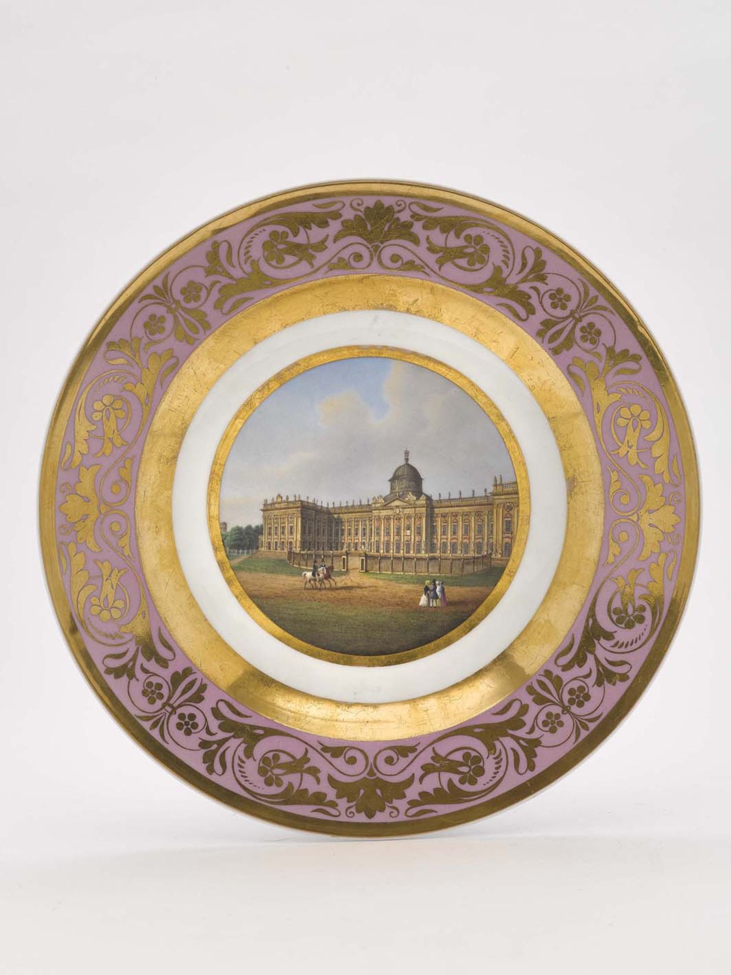 Ansichtenteller "Das neue Palais bei Potsdam"KPM Berlin, um 1842 - 1844 Porzellan. Goldstaffage. Auf