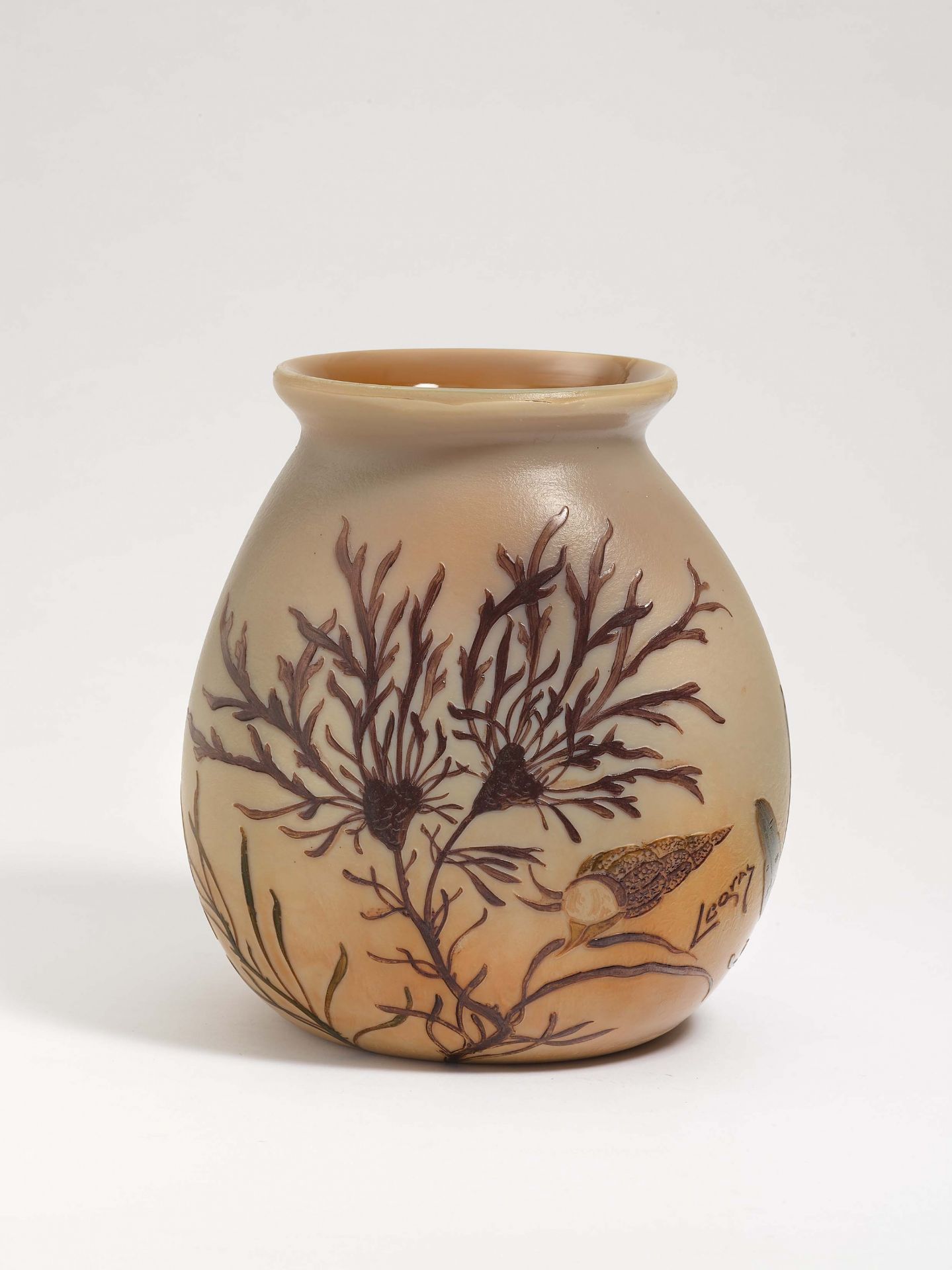 Vase "Algues"Legras & Cie, Saint-Denis, 1920er Jahre Farbloses Glas, rau geätzt. Bauchiger Korpus,
