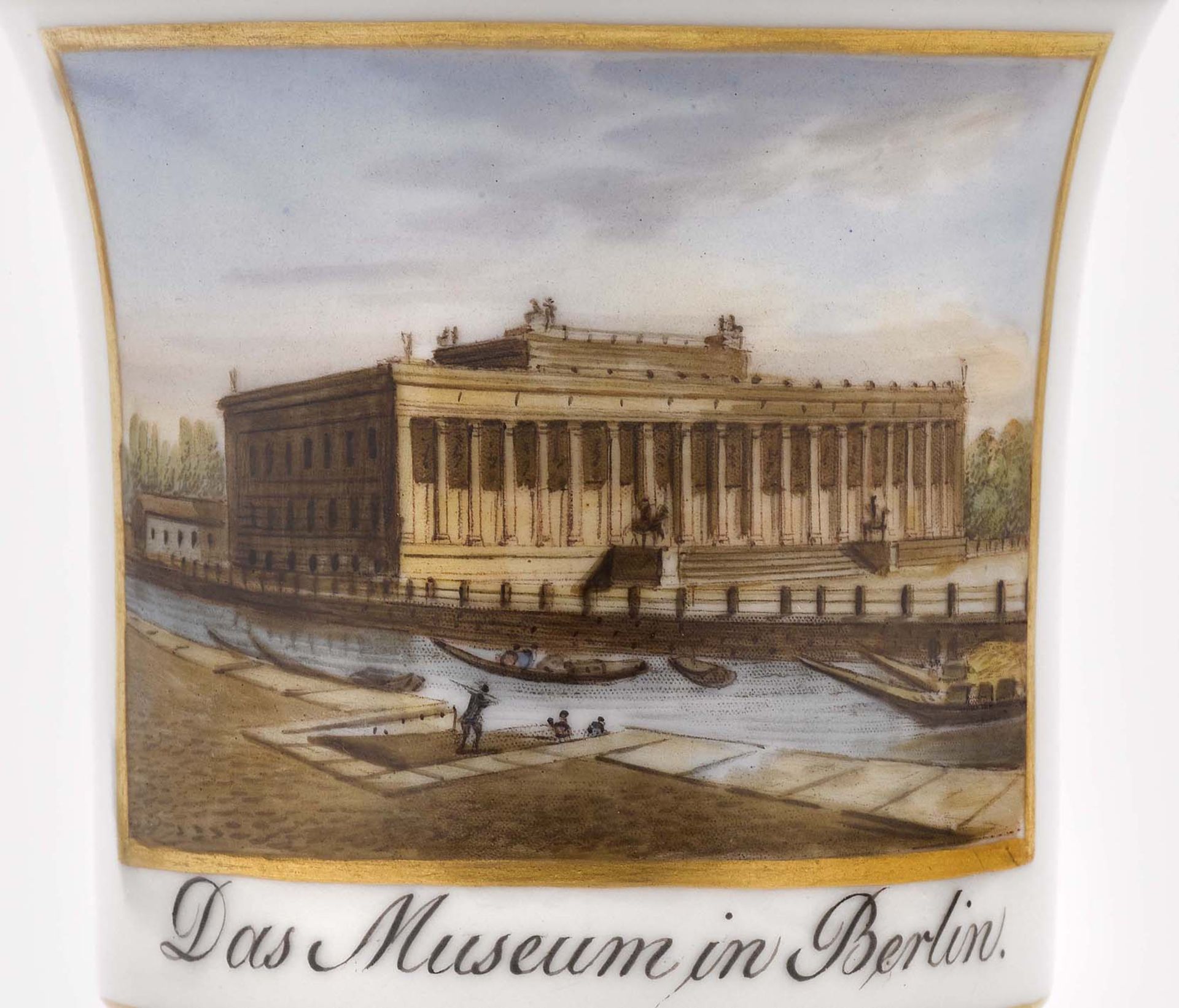 Ansichtentasse und Untertasse "Das Museum in Berlin"KPM Berlin, um 1830 Porzellan. Goldstaffage. - Bild 2 aus 2