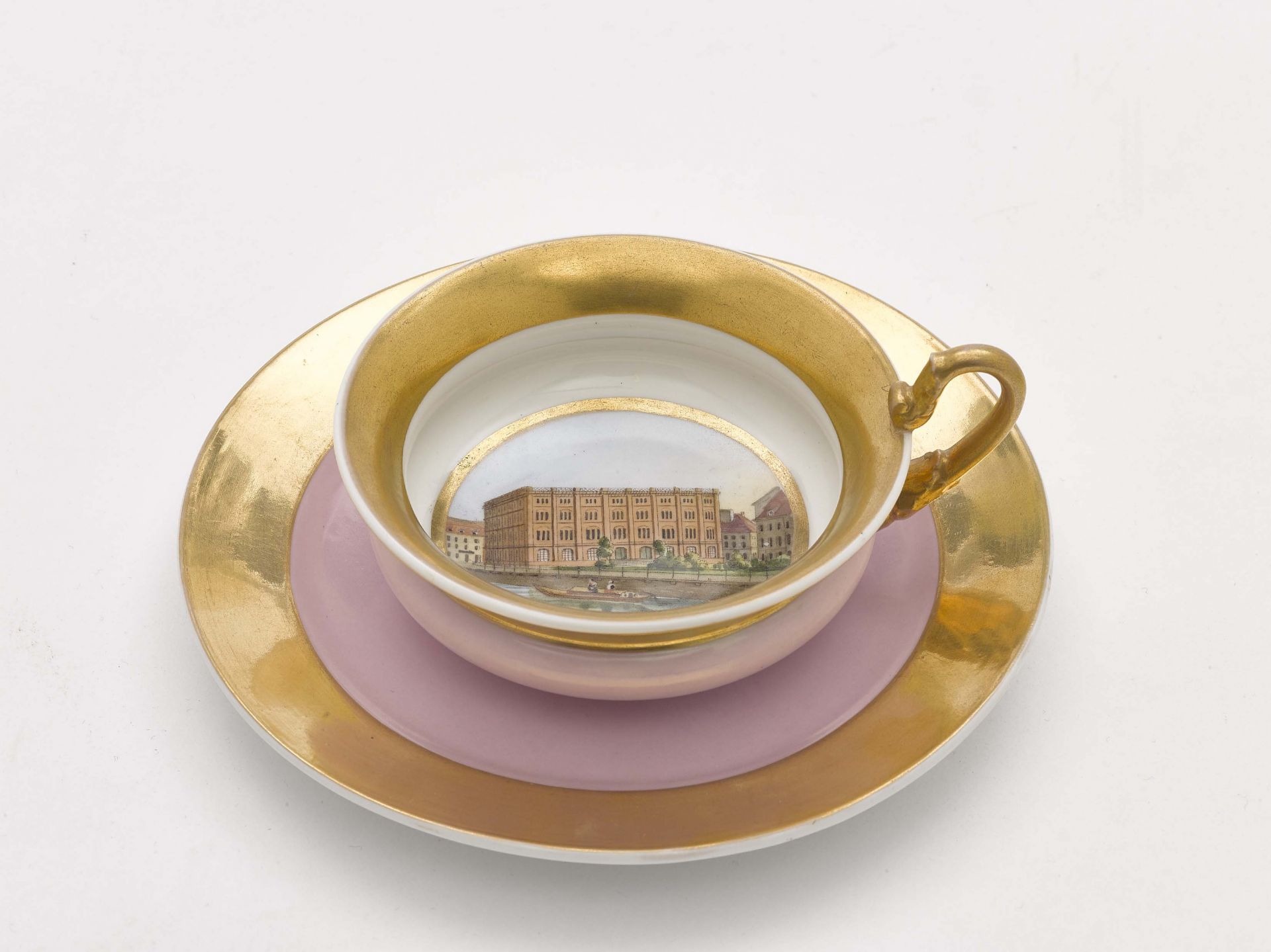 Innenbild-Tasse mit Untertasse "Die Bauakademie in Berlin"KPM Berlin, um 1837- 1844 Porzellan.