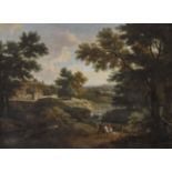 Frankreich18. Jh.Baumlandschaft mit ReiternR. u. signiert "F. DV. PON.". Öl auf Lwd. 63 x 85 cm.