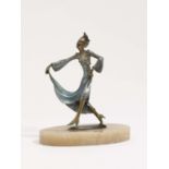 "Tanzende"Wohl Wien, um 1930 Bronze mit Metallisépatina in Blau, irisierend. Auf ovalem