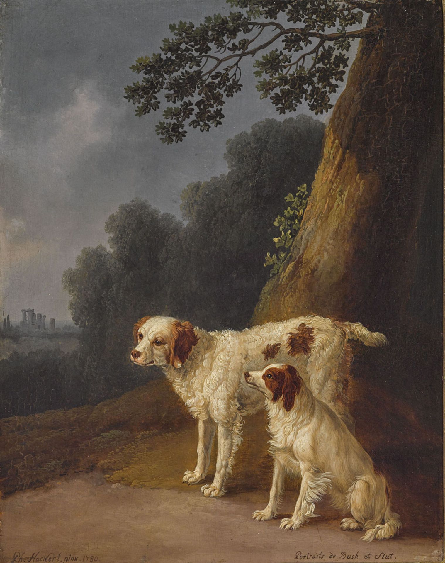 Hackert, Jakob Philipp1737 Prenzlau / Uckermark - 1807 S. Piero di CareggiZwei Hunde in einer