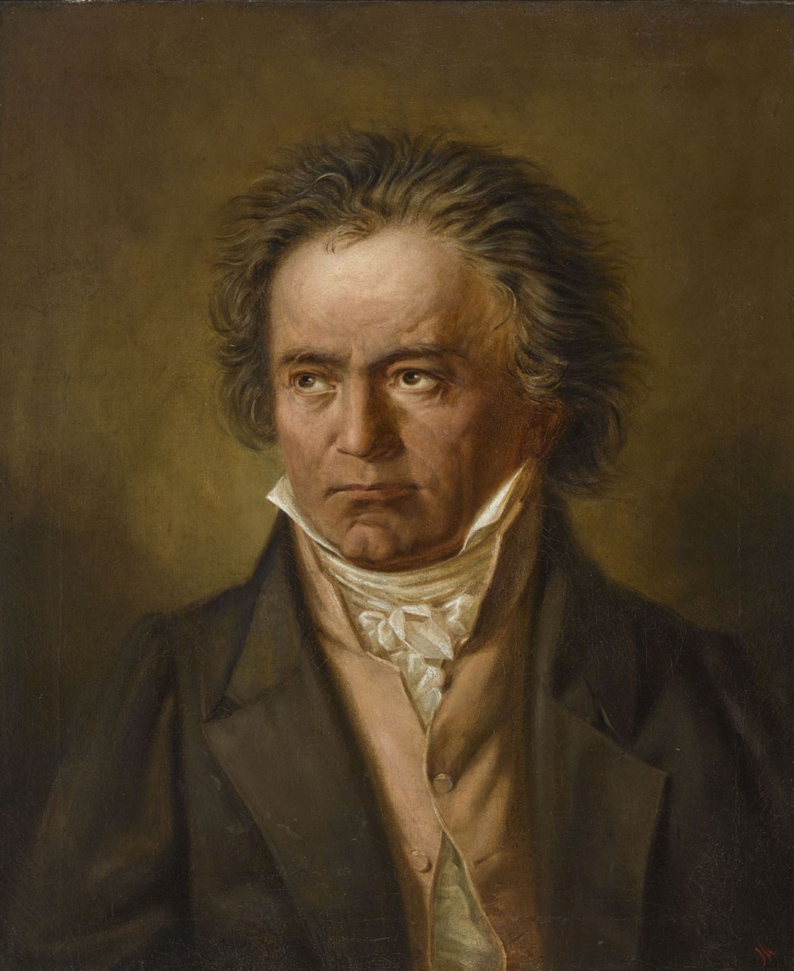Monogrammist HS19. Jh.Ludwig van Beethoven(1770-1827). Brustbild nahezu frontal, den Kopf nach links