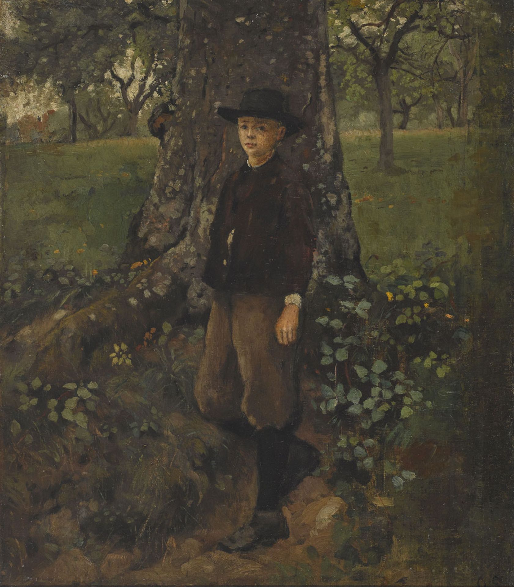 Scholderer, Otto1834 Frankfurt a. M. - 1902 ebendaKnabe, unter einem Baum stehendR. u.