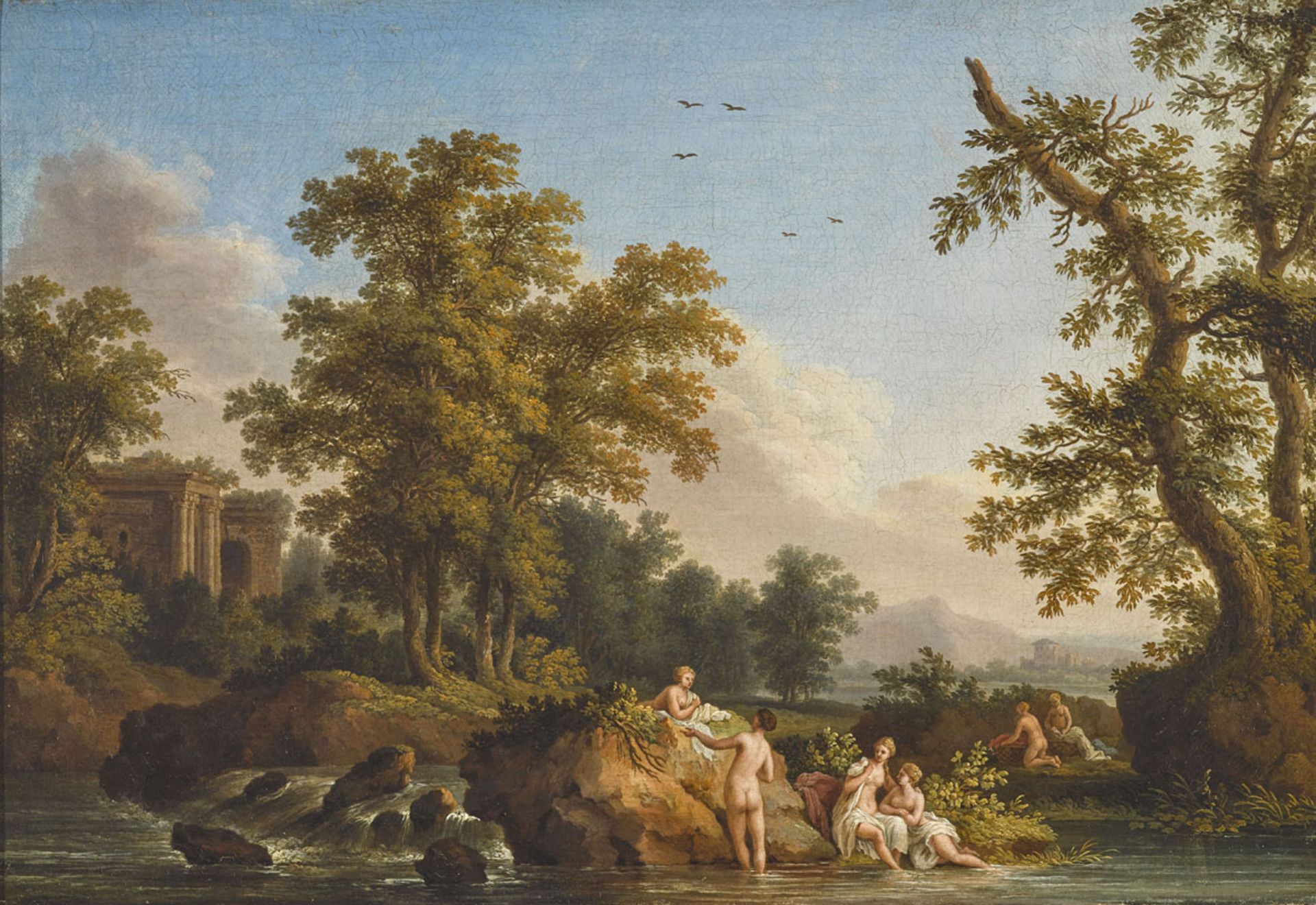 Hackert, Jakob Philipp1737 Prenzlau / Uckermark - 1807 S. Piero di CareggiBadende NymphenFelsiges