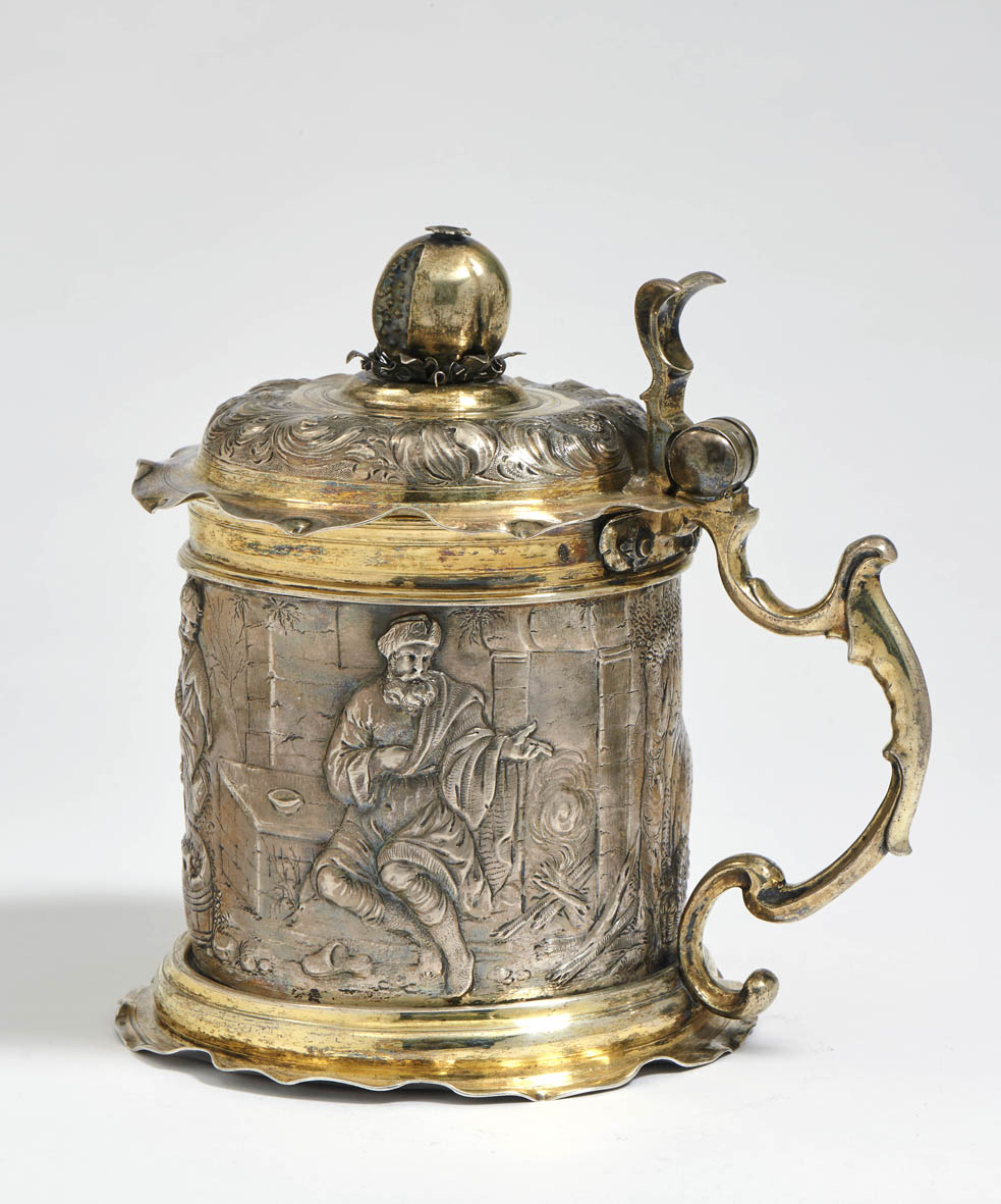 DeckelhumpenAugsburg, 1663 - 1666, Heinrich Mannlich Silber, teilvergoldet. Zylindrische Wandung mit