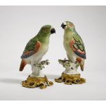 Ein Paar PapageienHöchst, um 1752, Modelle von Gottfried Becker Porzellan. Farbstaffage. Vergoldete,