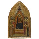 Florentinisch14. Jh.Thronende Madonna, umgeben von Engeln und HeiligenTempera auf Holz. 52,9 x 32,