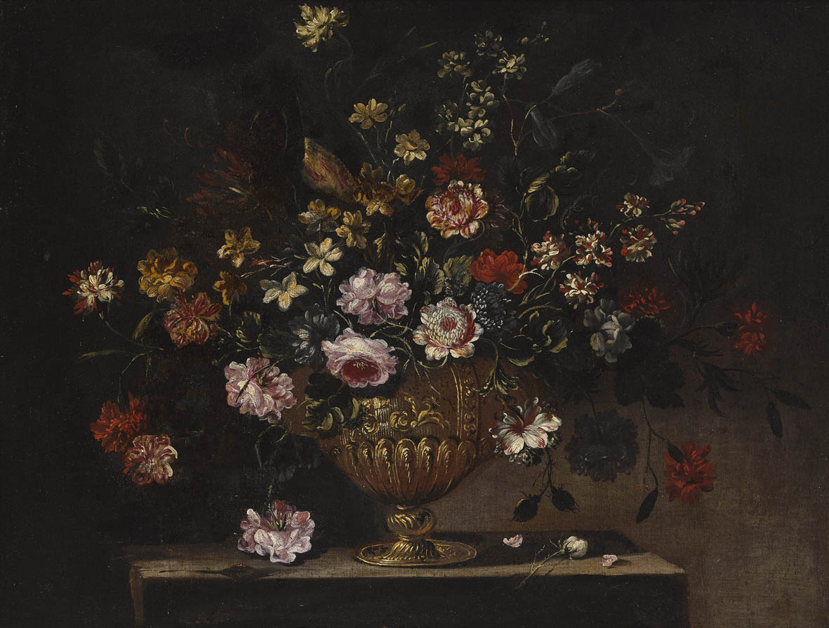Toskana2. Hälfte 17. Jh.Blumensträuße in UrnenvasenZwei Gemälde. Öl auf Lwd. Je ca. 75 x 92,5 cm. - Image 2 of 2