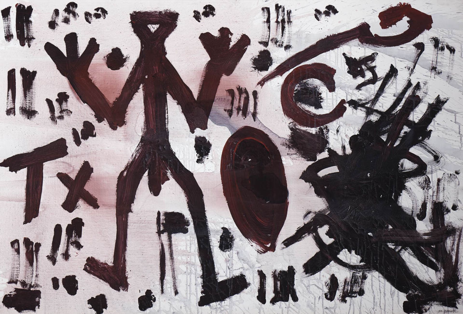 Penck, A. R.1939 Dresden - lebt in Dublin, London und DüsseldorfIch und TX. 1989 Öl auf Leinwand 100