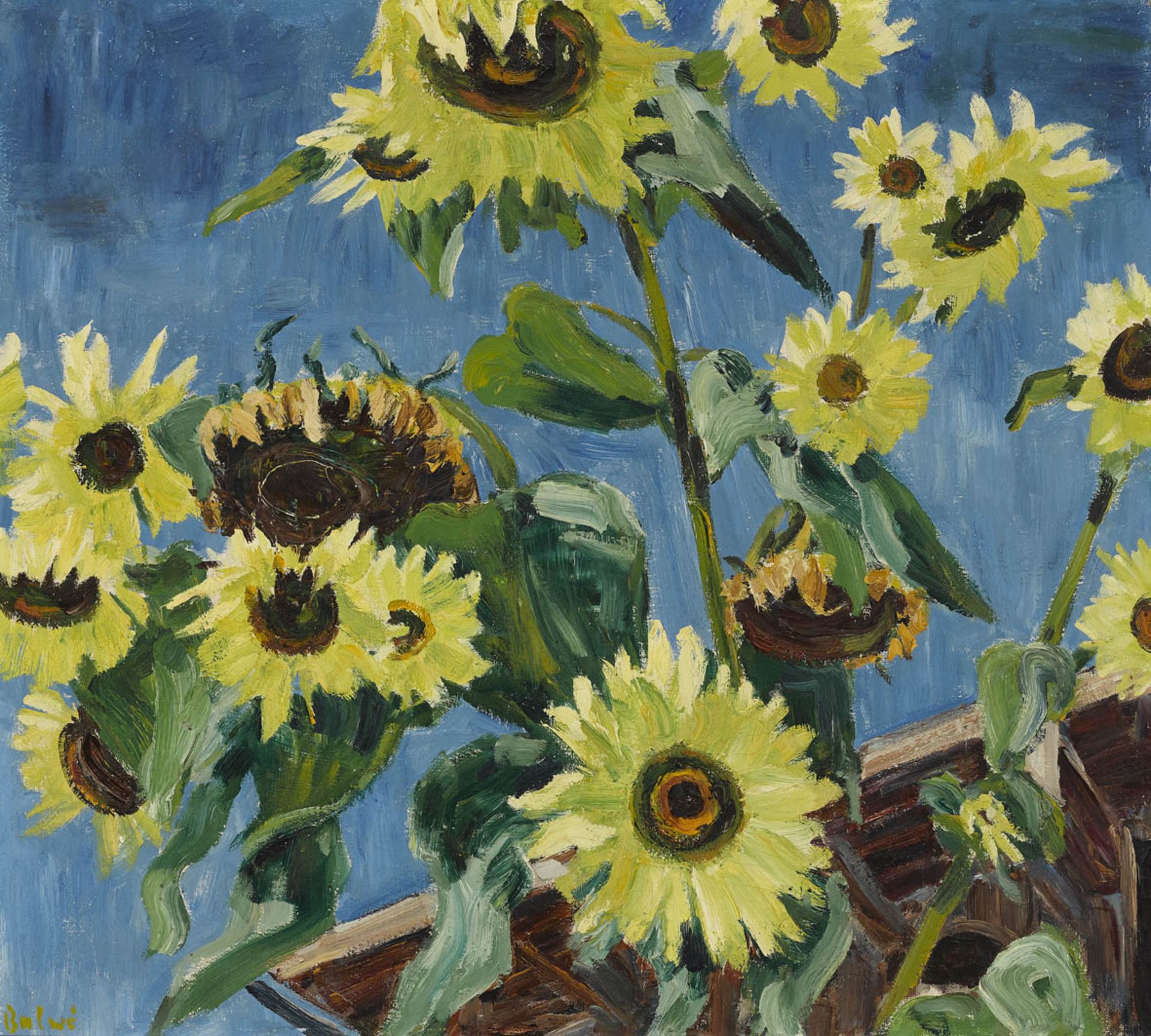 Balwé, Arnold1898 Dresden - 1983 Feldwies/Chiemsee"Sonnenblumen" Öl auf Leinwand 76 x 85 cm Links