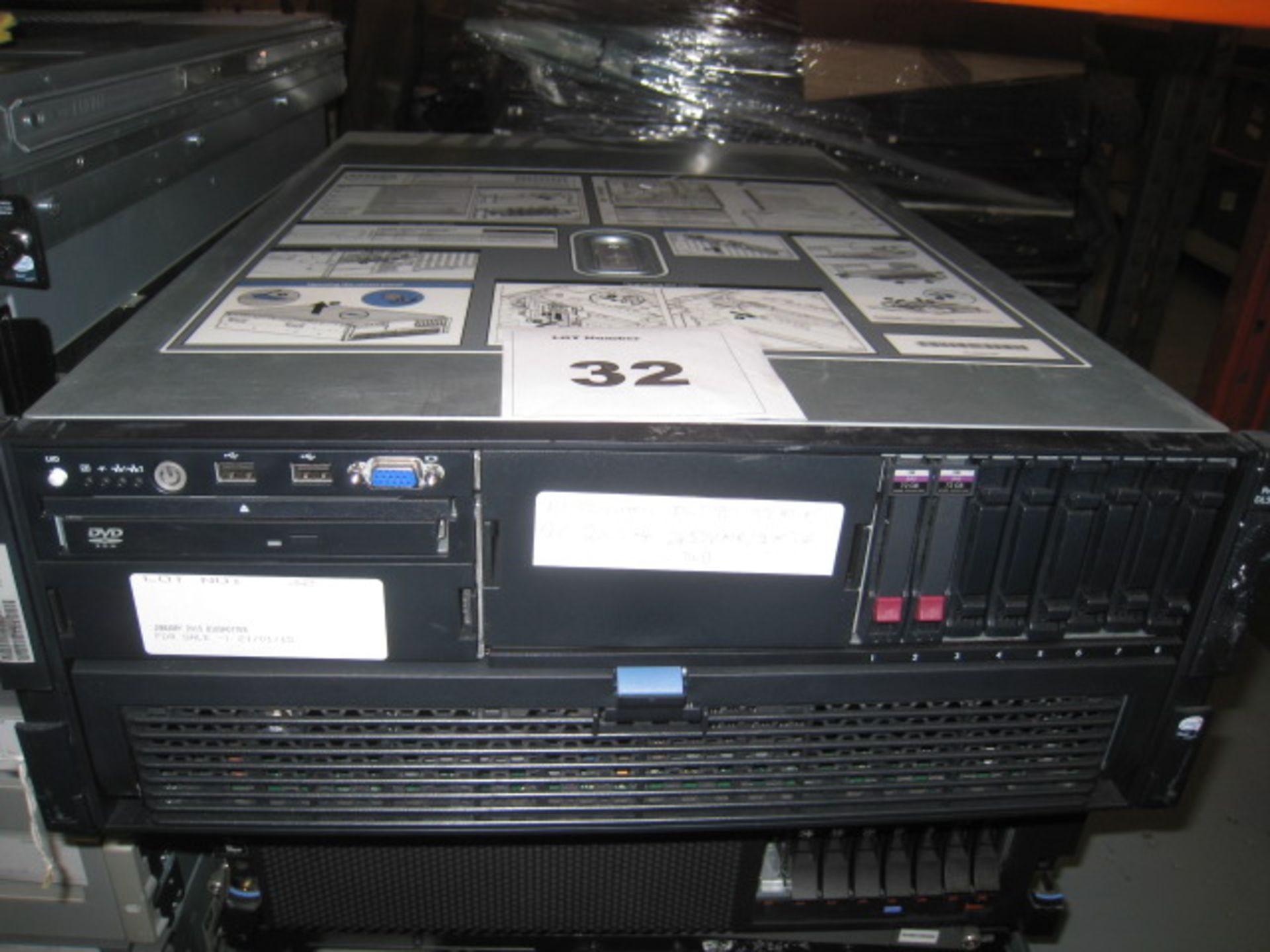 HP Prolient DL580 G5 4U Fileserver. 2 x Quad core 2.4Ghz processor, 24Gb Ram, 2 x 76Gb SAS HDD's.