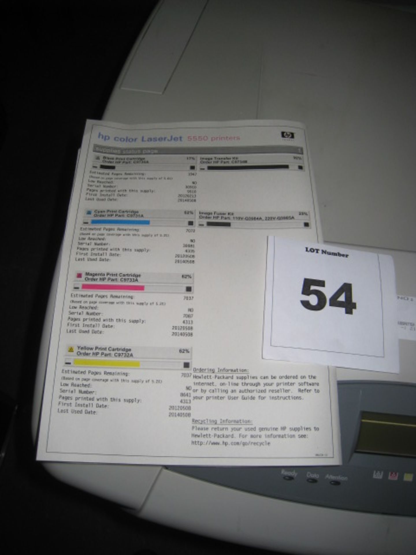 HP Colour Laserjet 5550dn with test print - Image 2 of 2